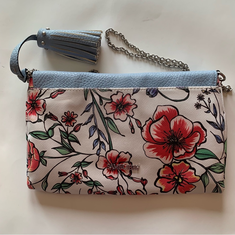 Sam and Libby White and Floral Silver Chain Purse